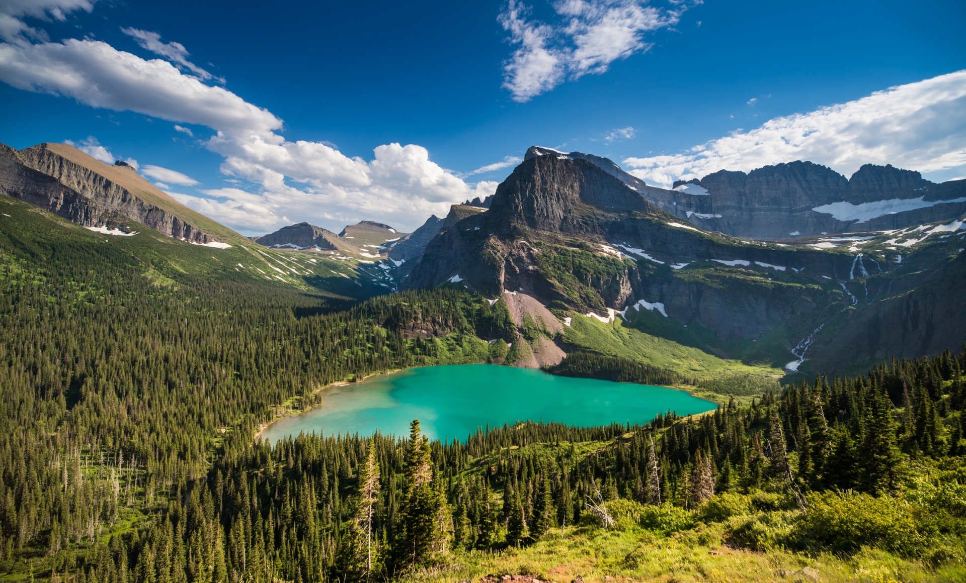 Montana - Western USA, Summer, Mountain, Famous Place, Grinnell Lake